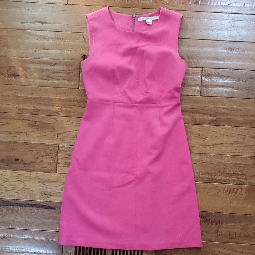 Diane Von Furstenberg Carrie Sheath Vibrant Pink Mini Dress